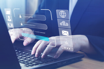 concept of data privacy policy, access protection of sensitive server system data, and access to big data networks, Security programs, and protection management servers with modern technology 