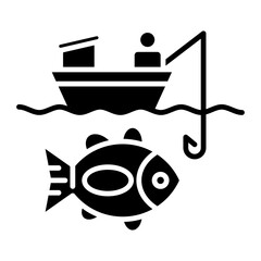 Big Game Fishing Glyph Icon