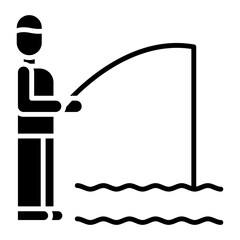 Shore Fishing Glyph Icon
