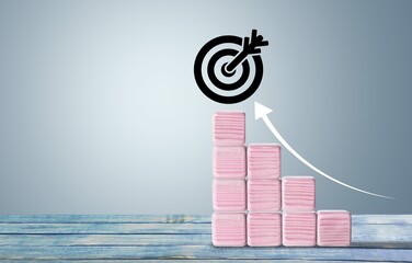 Business concept. Woods cubes or blocks in step