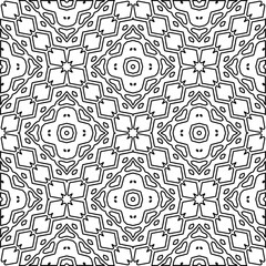 
 Monochrome ornamental texture with smooth linear shapes, zigzag lines, lace pattern.Abstract geometric black and white pattern for web page, textures, card, poster, fabric, textile.
