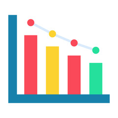 Decline Diagram Flat Multicolor Icon
