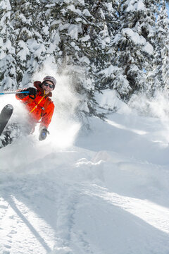 A man backcountry skiing,  San Juan National Forest, Silverton, Colorado.