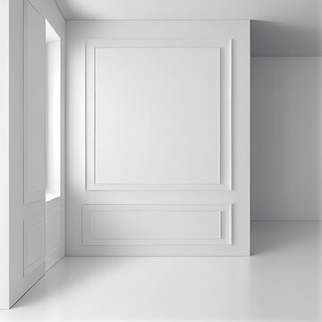 White bright spacious studio with a large window - AI generated image