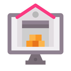 Online Warehouse Flat Multicolor Icon