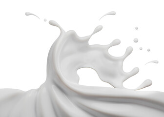 Milk splasht png file , 3D Rendering, 3D illustration