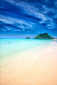 turquoise waters and white sand in Ko Poda island. Thailand. Krabi. Asia