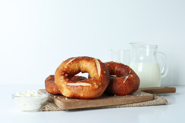 Concept of tasty food - bagel, space for text