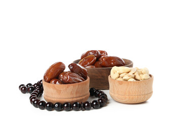 Concept of Muslim holy month Ramadan Kareem, isolated on white background