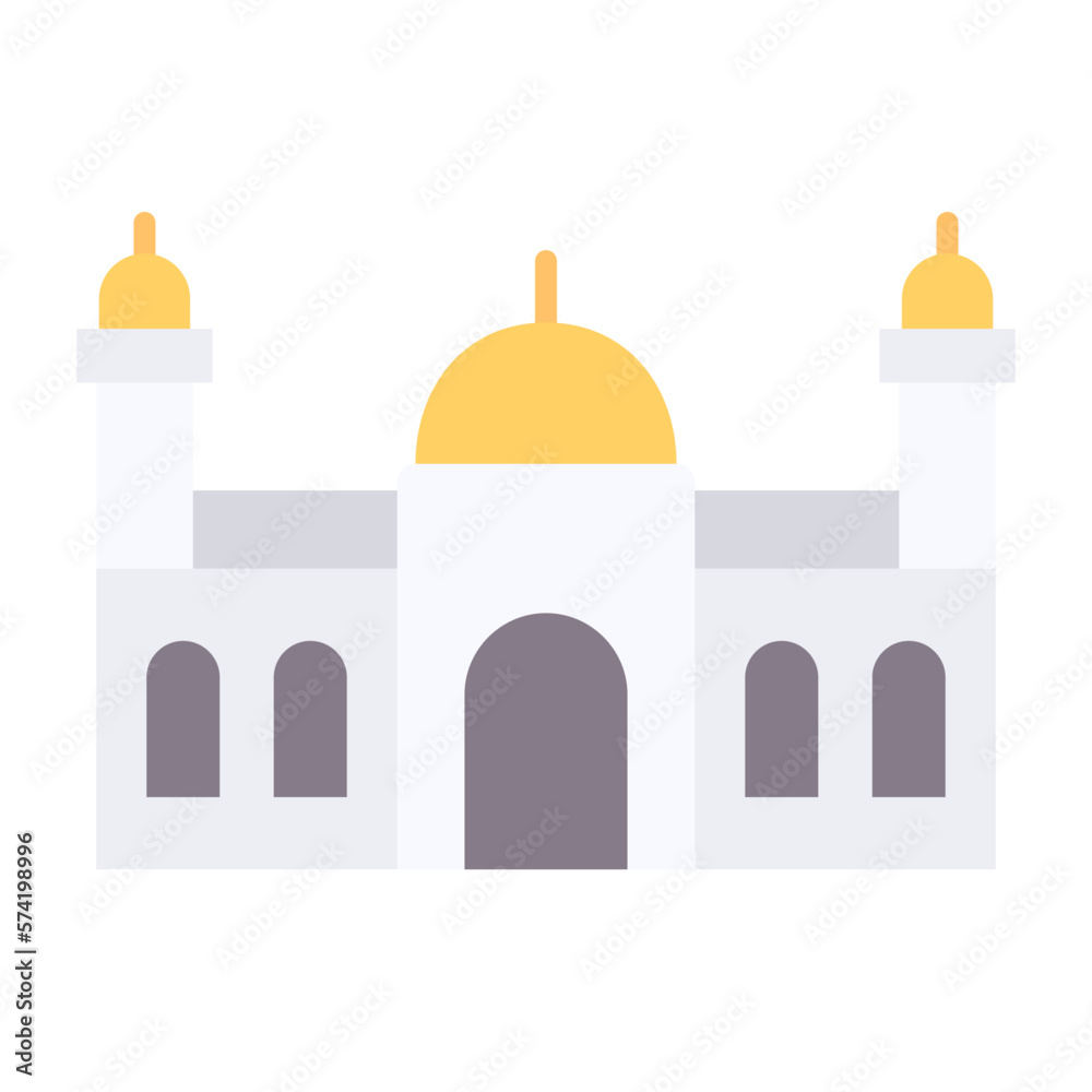 Sticker Mosque Flat Multicolor Icon