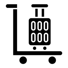Luggage Trolley Glyph Icon