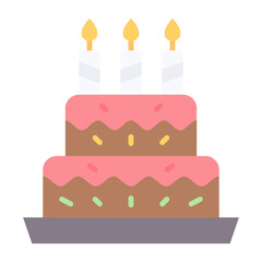 Birthday Cake Flat Multicolor Icon
