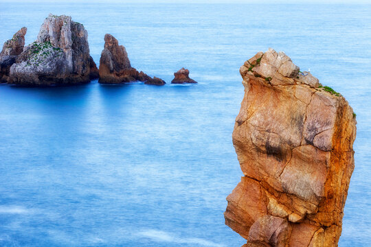 Scenic View Of Costa Quebrada During Sunrise In Cantabria, Spain