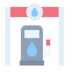 Gas Station Flat Multicolor Icon