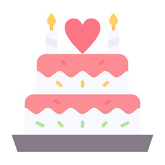 Wedding Cake Flat Multicolor Icon