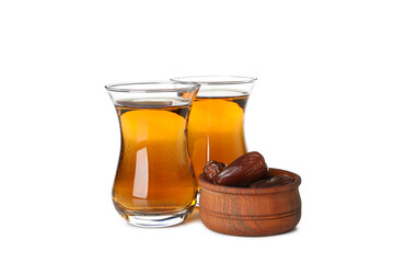 Concept of traditional turkish brewed hot drink - tea, isolated on white background