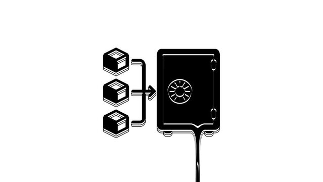 Black Proof of stake icon isolated on white background. Cryptocurrency economy and finance collection. 4K Video motion graphic animation