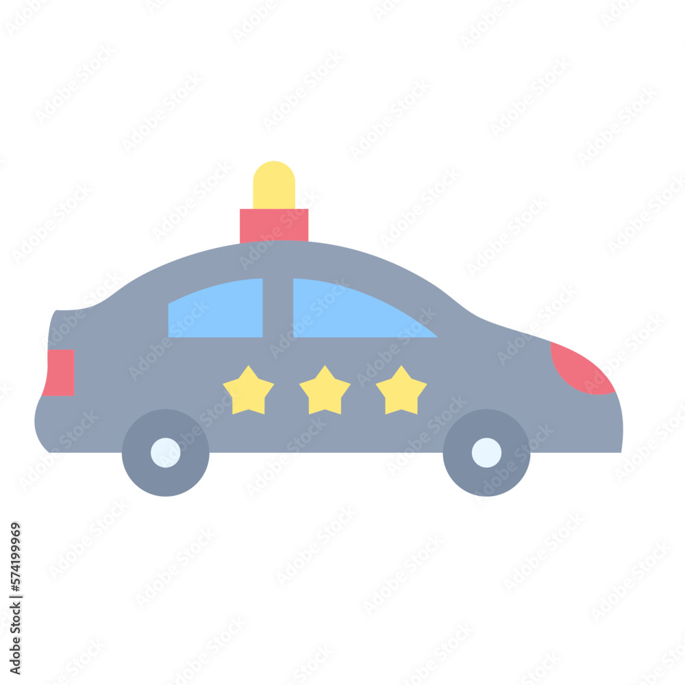 Wall mural Police Car Flat Multicolor Icon