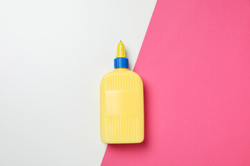 Concept of different office stationery with glue