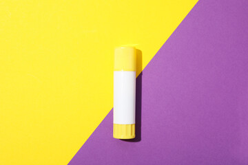 Concept of different office stationery with glue