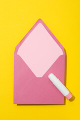 Concept of different office stationery with glue