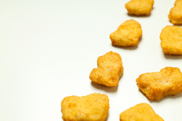 Concept of tasty fast food, nuggets, space for text