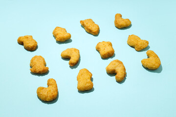 Concept of tasty fast or junk food, nuggets