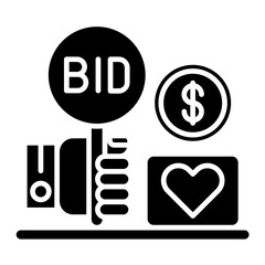 Charity Auction Glyph Icon