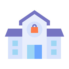 Shopping Mall Flat Multicolor Icon