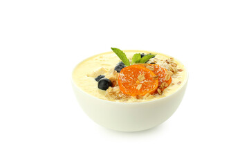 Smoothie with different ingredients isolated on white background