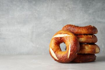 Concept of tasty food - bagel, space for text