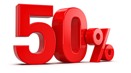 Promotion 50 Percent 3d red number percent