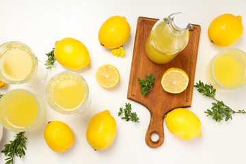 Concept of tasty drink, Limoncello, top view