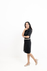 Portrait Confident Smile Business Designer Asian Woman Pink Office Suit Asian Business Girl Startup Success Leader Business Power Woman Executive Person Looking at Camera Copy Space Isolated White