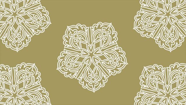 Beige light kazakh asian ornament background. Arabesque muslim motif, 3d motion design, layered paper art, islamic looping animated wallpaper, abstract geometric pattern