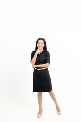 Fototapeta premium Portrait Confident Smile Business Designer Asian Woman Pink Office Suit Asian Business Girl Startup Success Leader Business Power Woman Executive Person Looking at Camera Copy Space Isolated White