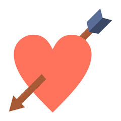 Heart Arrow Flat Multicolor Icon