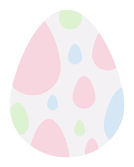 Easter Egg. Chicken egg is white. Ornament of multi-colored mini eggs. Color vector illustration. Isolated background. Flat style. Festive print. Idea for web design, invitations, postcards.