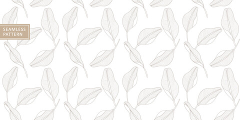 Vector tropical seamless pattern with beige banana leaves for decor, textiles, wrapping paper, covers and backgrounds
