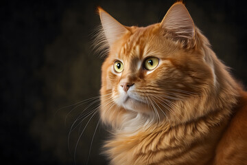 Fototapeta premium Portrait Beautiful cute orange cat photography made with Generative AI