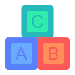 ABC Blocks Flat Multicolor Icon