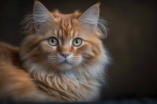 Portrait Beautiful cute orange cat photography made with Generative AI