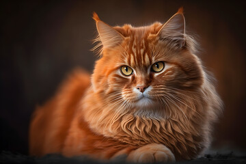 Fototapeta premium Portrait Beautiful cute orange cat photography made with Generative AI