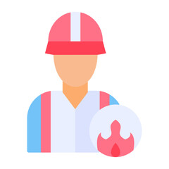 Fireman Flat Multicolor Icon