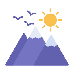 Mountains Flat Multicolor Icon