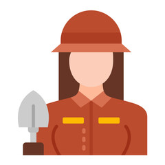 Archaeologist Female Flat Multicolor Icon