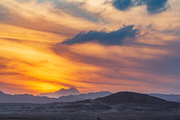 Incredible sunset sky over the desert, Egypt.