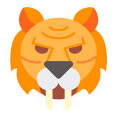 Saber Toothed Tiger Flat Multicolor Icon