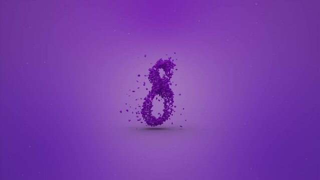3D hearts animation that stylishly reveals Eight and Happy International Women's Day text.