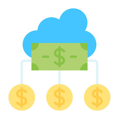 Cloud Money Flat Multicolor Icon